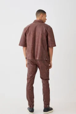 boohooMAN Fixed Waist Slim Ombre Pu Trouser | UK| Trousers
