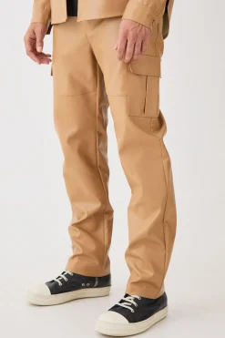 boohooMAN Fixed Waist Straight Leg Pu Utility Trouser | UK| Trousers