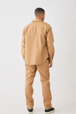 boohooMAN Fixed Waist Straight Leg Pu Utility Trouser | UK| Trousers