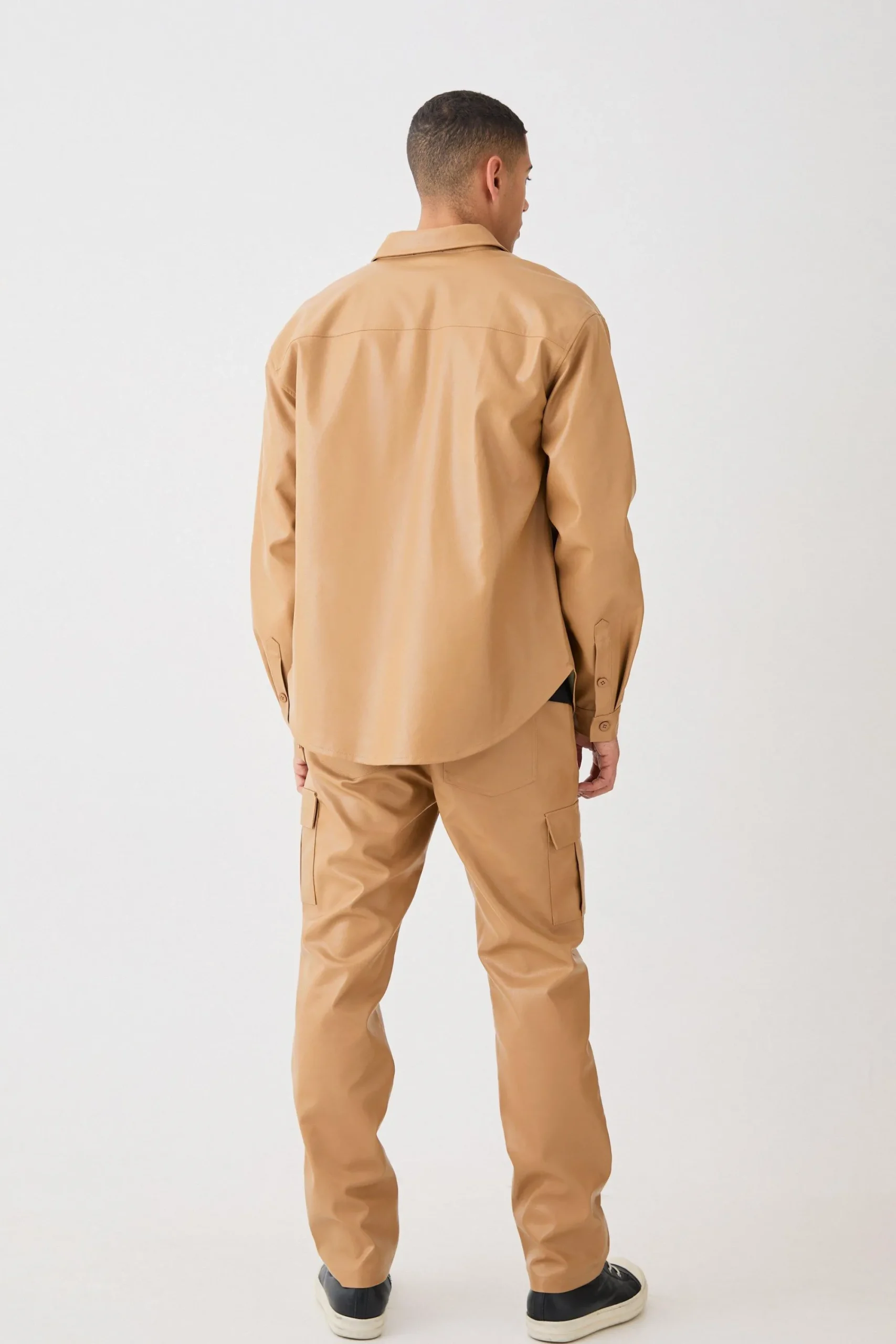 boohooMAN Fixed Waist Straight Leg Pu Utility Trouser | UK| Trousers