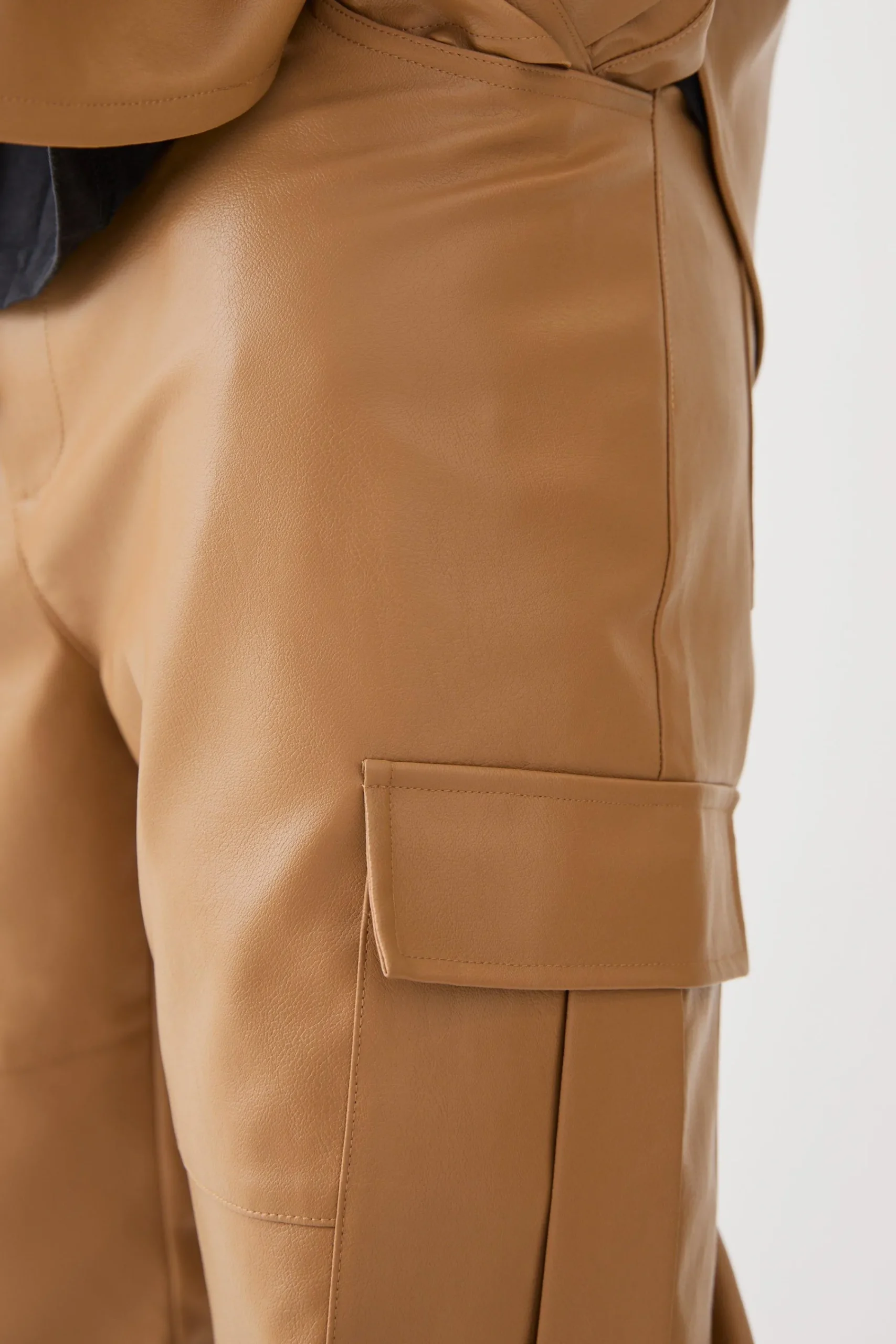 boohooMAN Fixed Waist Straight Leg Pu Utility Trouser | UK| Trousers