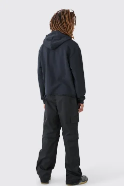 boohooMAN Fixed Waist Twill Popper Hem Zip Off Relaxed Cargo Trousers | UK| Trousers|Cargos