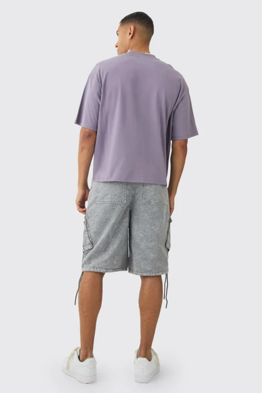 boohooMAN Fixed Waist Washed Cargo Jort | UK| Shorts