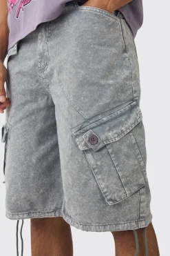 boohooMAN Fixed Waist Washed Cargo Jort | UK| Shorts