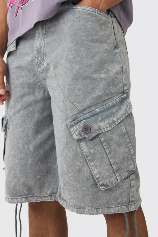 boohooMAN Fixed Waist Washed Cargo Jort | UK| Shorts