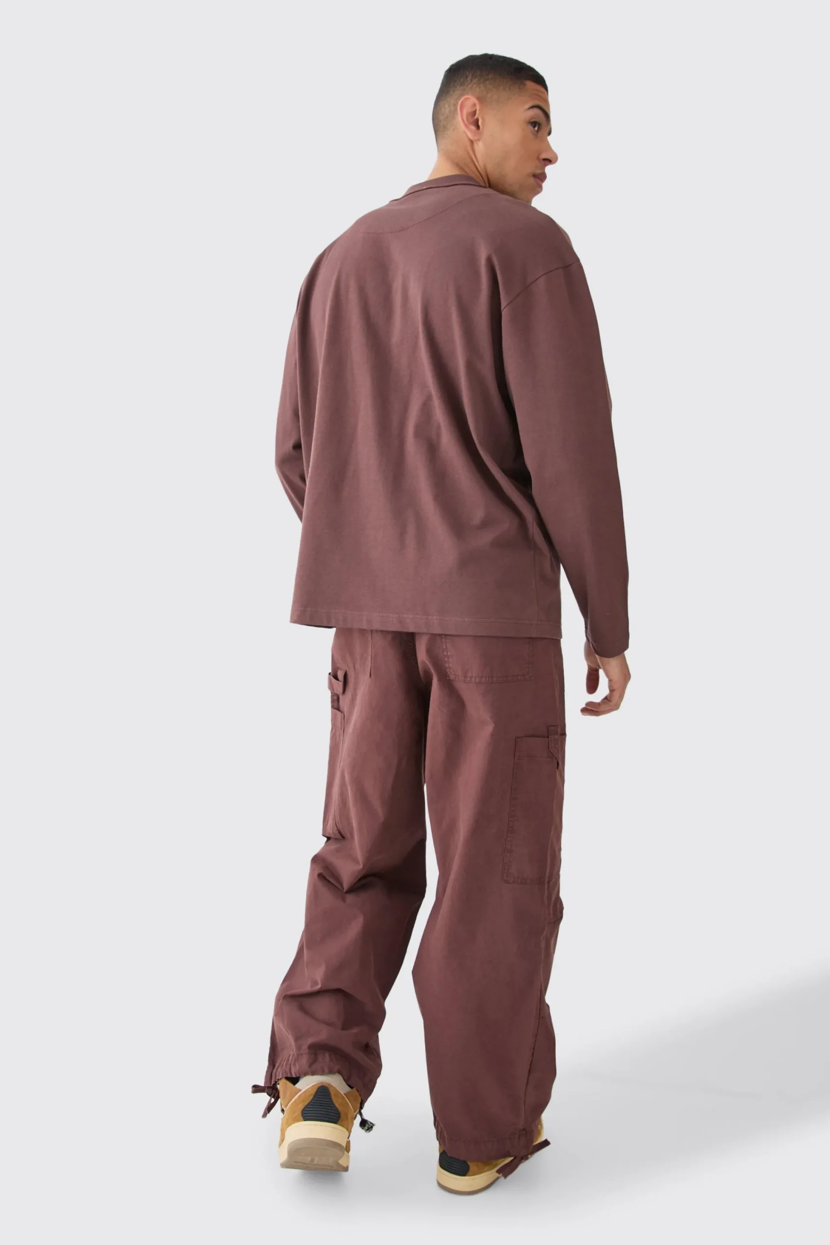 boohooMAN Fixed Waist Washed Parachute Trousers | UK| Trousers