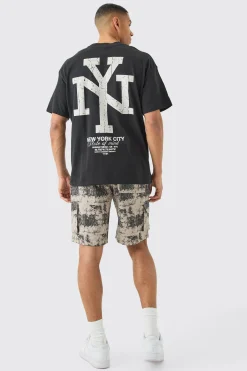 boohooMAN Fixed Waist Woven Tab Blurred Camo Relaxed Cargo Shorts | UK| Shorts