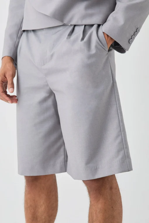 boohooMAN Fixed Waistband Tailored Pleated Jorts In | UK| Shorts