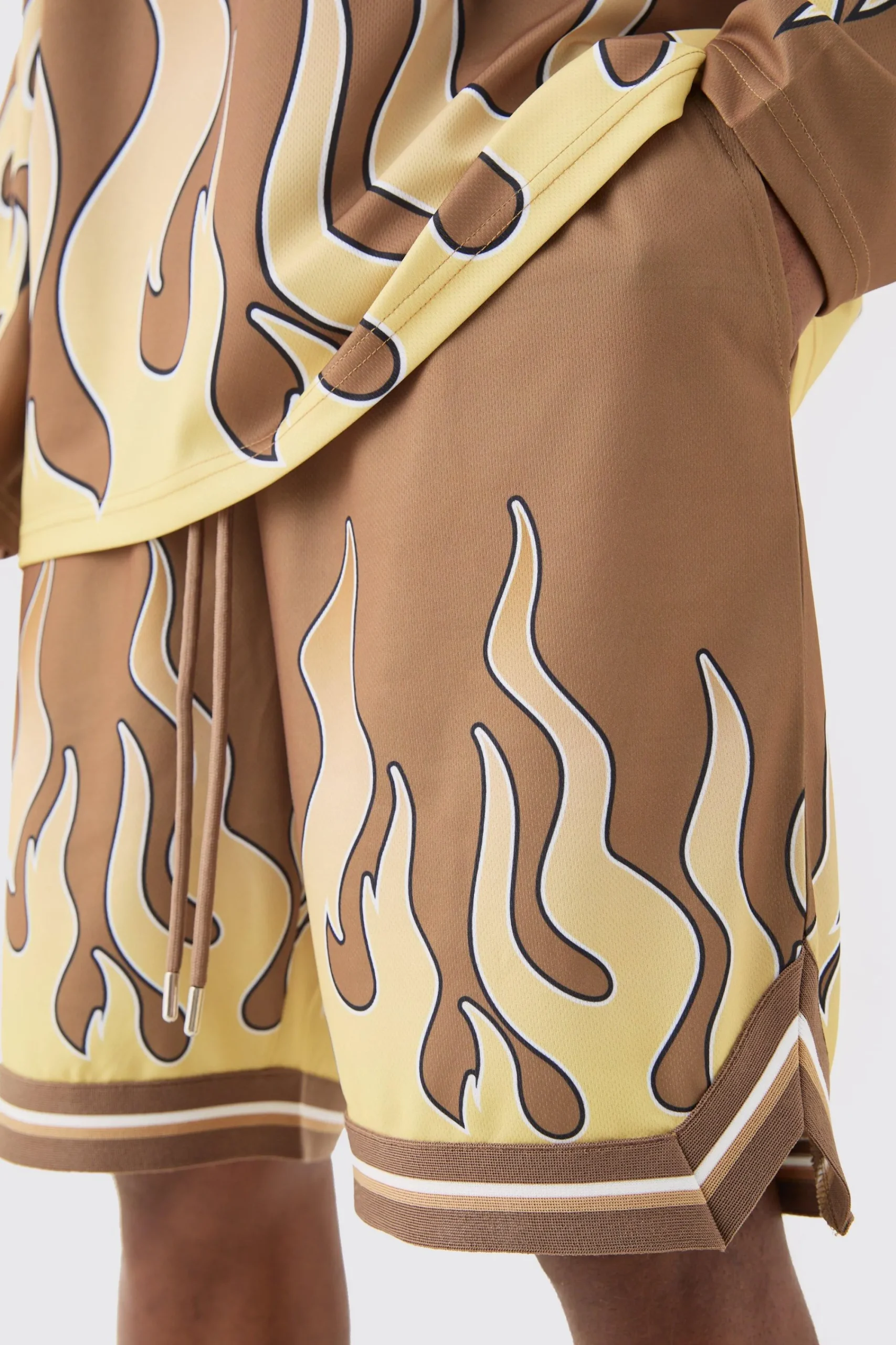 boohooMAN Flame Graphic Mesh Basketball Shorts | UK| Shorts