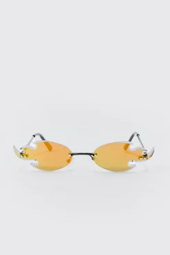boohooMAN Flame Rimless Sunglasses In | UK| Sunglasses