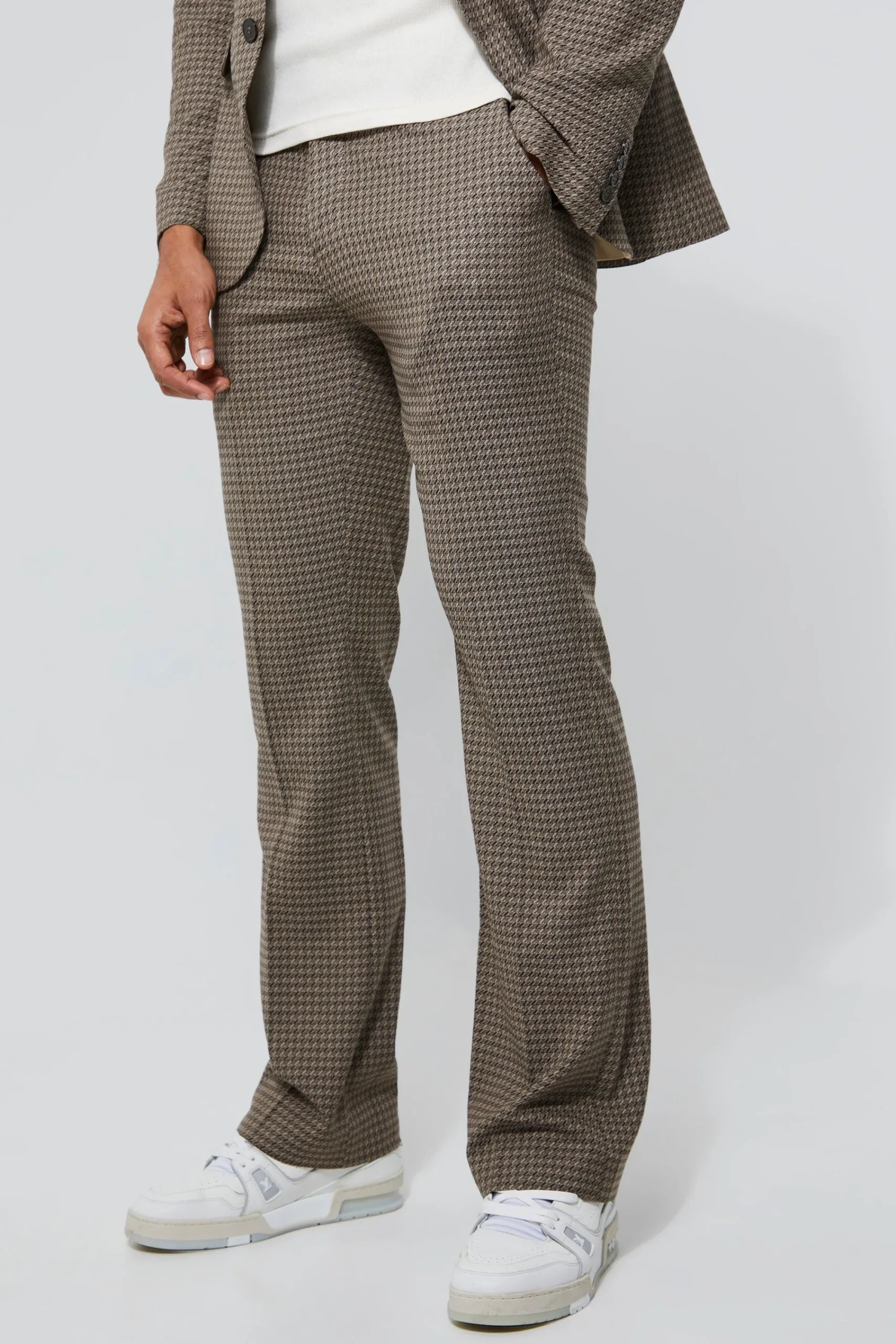 boohooMAN Flare Leg Dogtooth Suit | UK| Suits & Tailoring