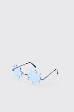 boohooMAN Flower Rimless Sunglasses In | UK| Sunglasses