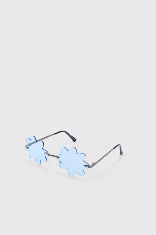 boohooMAN Flower Rimless Sunglasses In | UK| Sunglasses