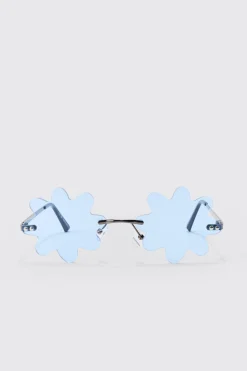 boohooMAN Flower Rimless Sunglasses In | UK| Sunglasses
