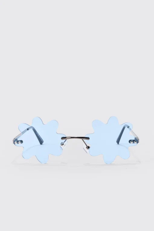 boohooMAN Flower Rimless Sunglasses In | UK| Sunglasses