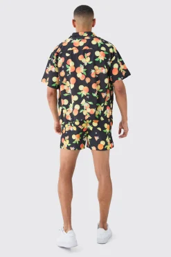 boohooMAN Fruit Shirt & Swim Short Set | UK| Sets & Co-Ords