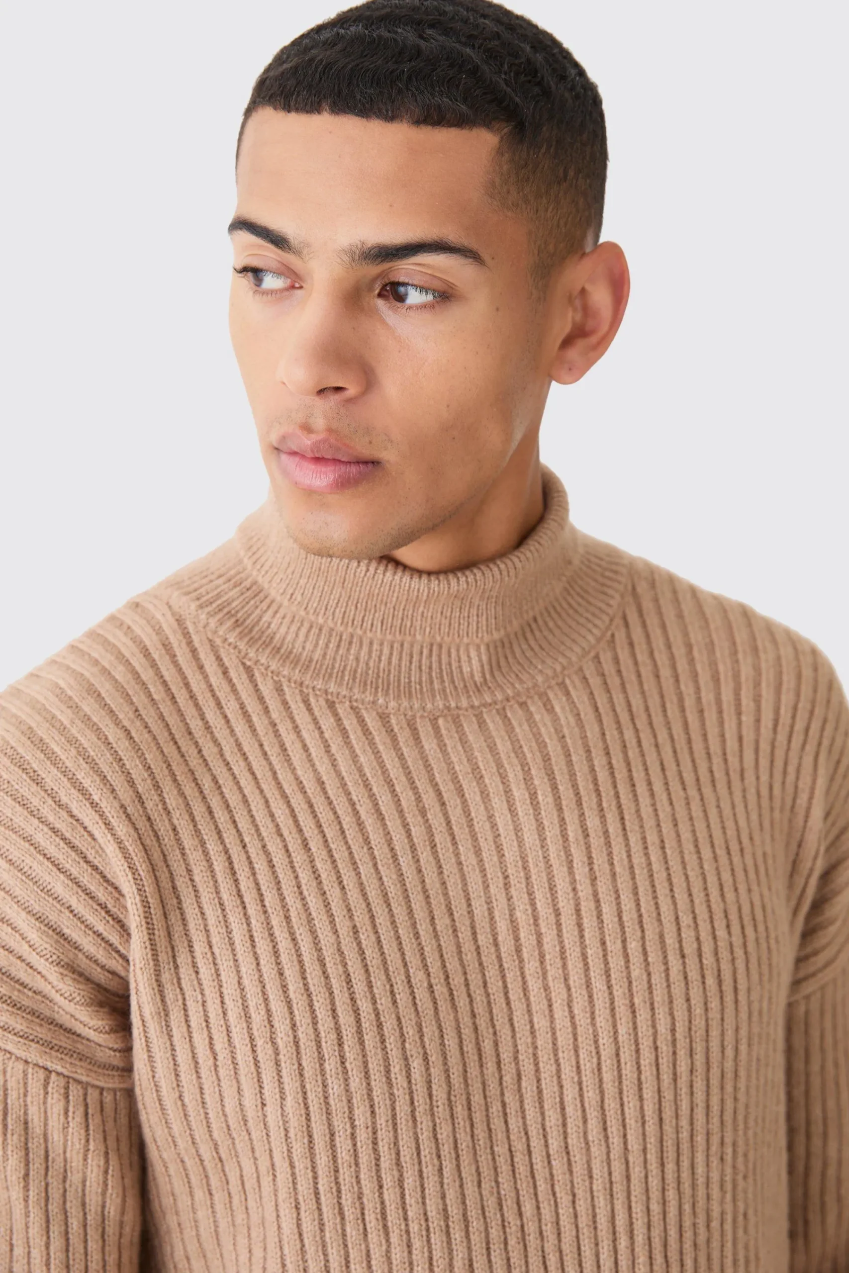 boohooMAN Funnel Neck Marl Ribbed Knit Jumper | UK| Knitwear