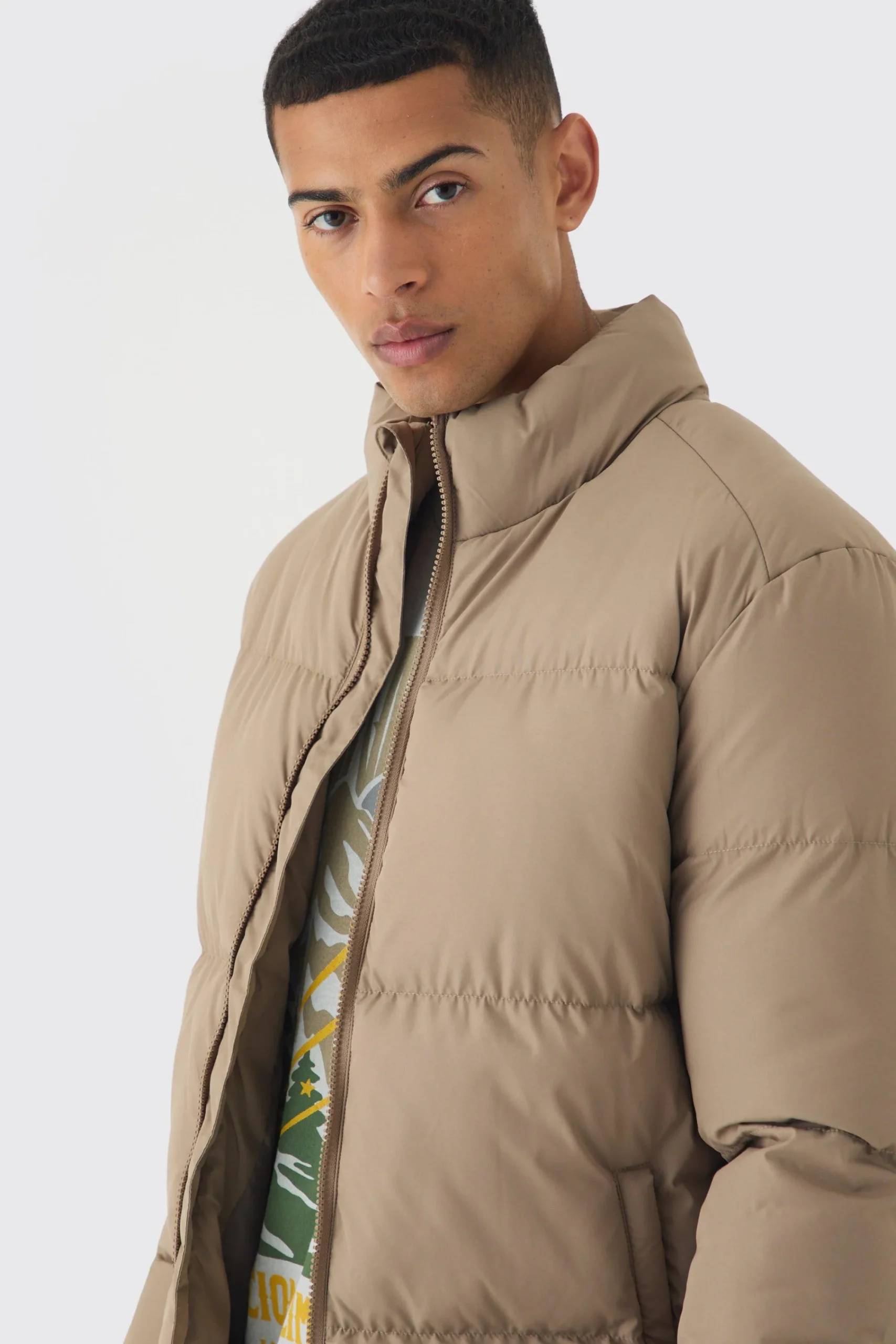 boohooMAN Funnel Neck Puffer Jacket In | UK| Coats & Jackets