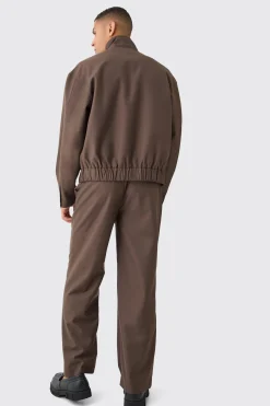 boohooMAN Funnel Neck Relaxed Fit Utility Smart Jacket | UK| Suits & Tailoring