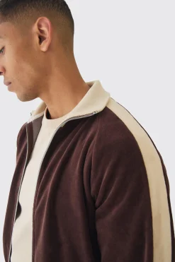 boohooMAN Funnel Neck Velour Track Top | UK| Coats & Jackets|Hoodies & Sweatshirts