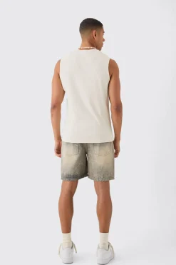 Game Over Printed Ribbed Tank | UK^boohooMAN Online