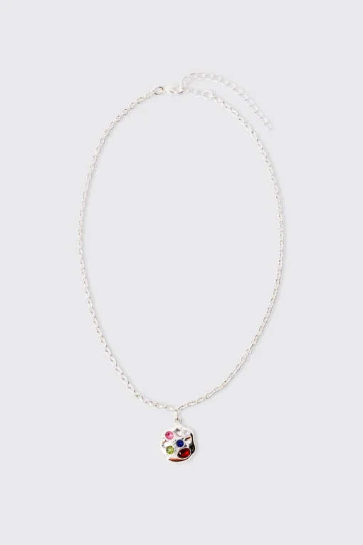 boohooMAN Gem Pendant Chain Necklace In | UK| Jewellery & Watches