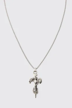 boohooMAN Gothic Cross Pendant Necklace In | UK| Jewellery & Watches
