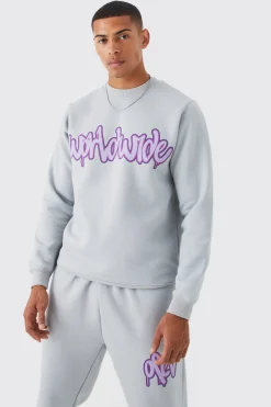 boohooMAN Graffiti Print Sweatshirt Tracksuit | UK| Tracksuits