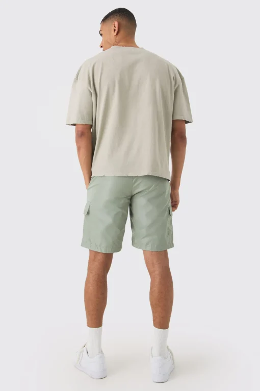 boohooMAN Nylon Elastic Waist Cargo Shorts | UK| Shorts