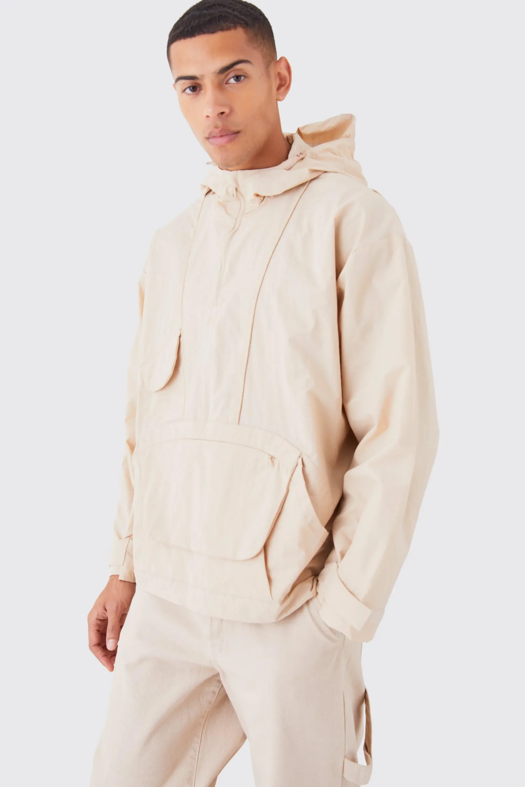 boohooMAN Half Zip Hooded Cagoule | UK| Coats & Jackets