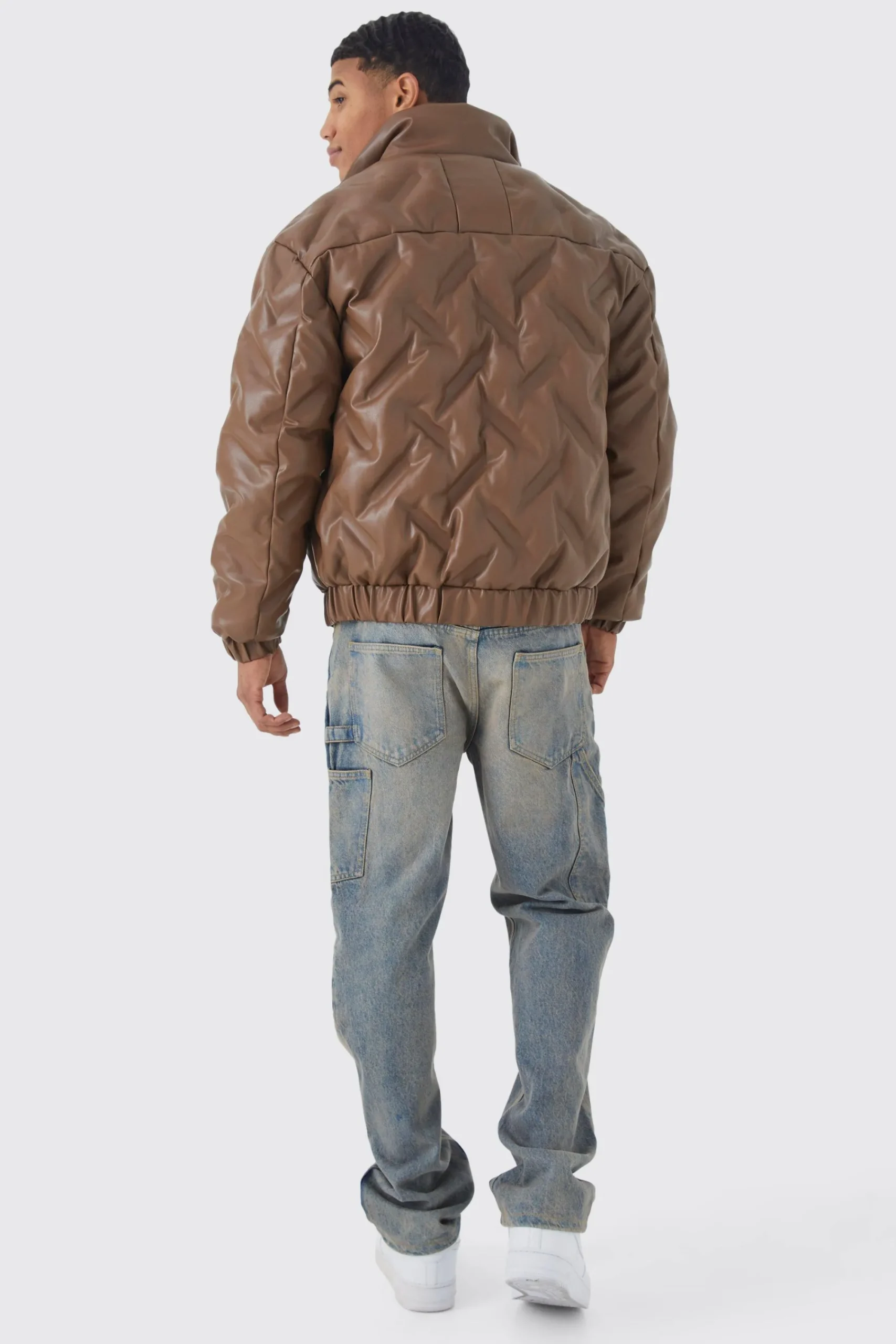 boohooMAN Heat Seal Pu Funnel Neck Puffer | UK| Coats & Jackets