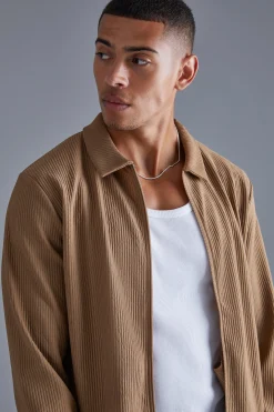 boohooMAN Heavy Ottoman Zip Through Overshirt | UK| Shirts