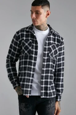 boohooMAN Heavyweight Boucle Check Overshirt | UK| Shirts