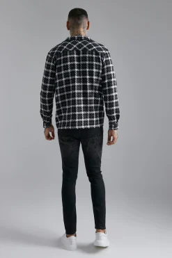 boohooMAN Heavyweight Boucle Check Overshirt | UK| Shirts