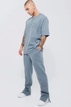 boohooMAN Heavyweight Embossed New York Baseball Tracksuit | UK| Sets & Co-Ords|Tracksuits