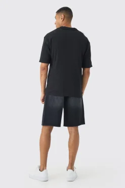 boohooMAN Heavyweight Oversized Revere Ribbed Jersey Shirt | UK| Shirts