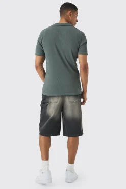 boohooMAN Heavyweight Slim Revere Ribbed Jersey Shirt | UK| Shirts