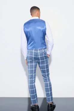 boohooMAN Herringbone Check Contrast Sleeve Panel Fitted Suit | UK| Suits & Tailoring