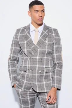 boohooMAN Herringbone Check Contrast Sleeve Panel Fitted Suit | UK| Suits & Tailoring