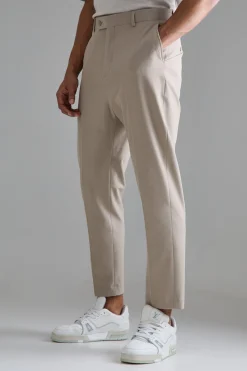 boohooMAN High Rise 4 Way Stretch Tapered Trousers | UK| Trousers