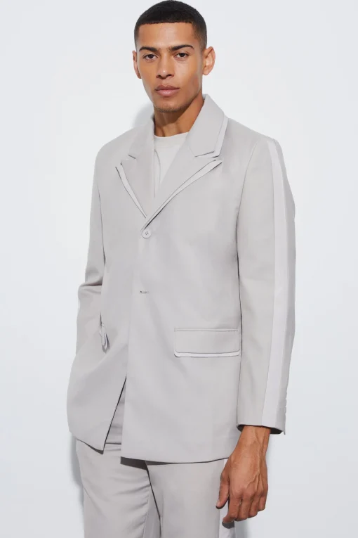 boohooMAN High Shine Trim Single Breasted Blazer | UK| Suits & Tailoring