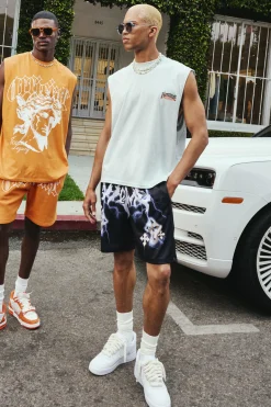 boohooMAN Homme Gothic Cross Mesh Basketball Shorts | UK| Shorts