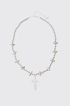 boohooMAN Iced Cross Pendant Necklace In | UK| Jewellery & Watches