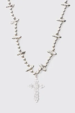 boohooMAN Iced Cross Pendant Necklace In | UK| Jewellery & Watches