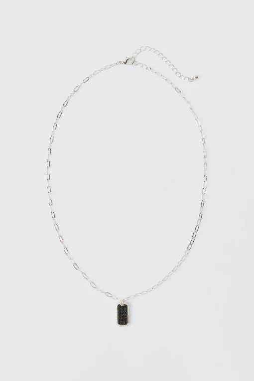boohooMAN Iced Pendant Chain Necklace | UK| Jewellery & Watches