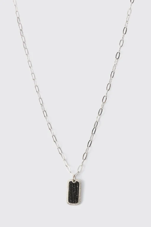 boohooMAN Iced Pendant Chain Necklace | UK| Jewellery & Watches