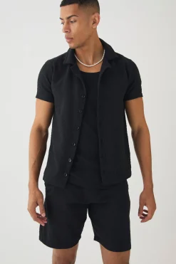 boohooMAN Jacquard Woven Shirt & Short Set | UK| Sets & Co-Ords