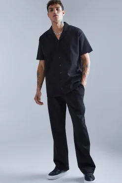 boohooMAN Jersey Revere Shirt And Trouser Set | UK| Sets & Co-Ords