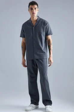 boohooMAN Jersey Revere Shirt And Trouser Set | UK| Sets & Co-Ords