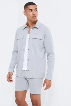 boohooMAN Jersey Shirt & Fixed Waistband Short Set | UK| Sets & Co-Ords